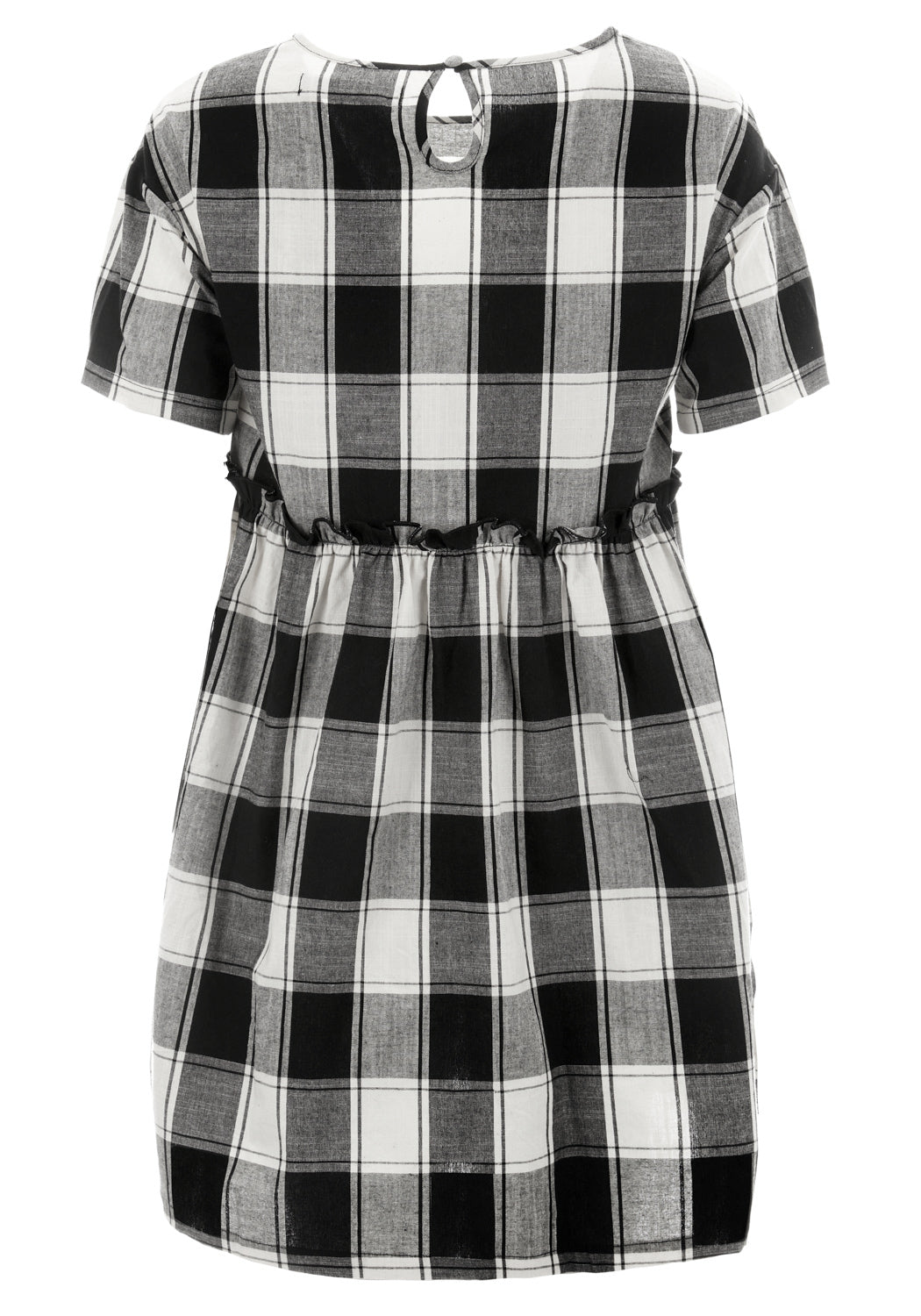 Black & Ivory Check Skater Dress with Ruffles | Shirley Cotton Mini Dress