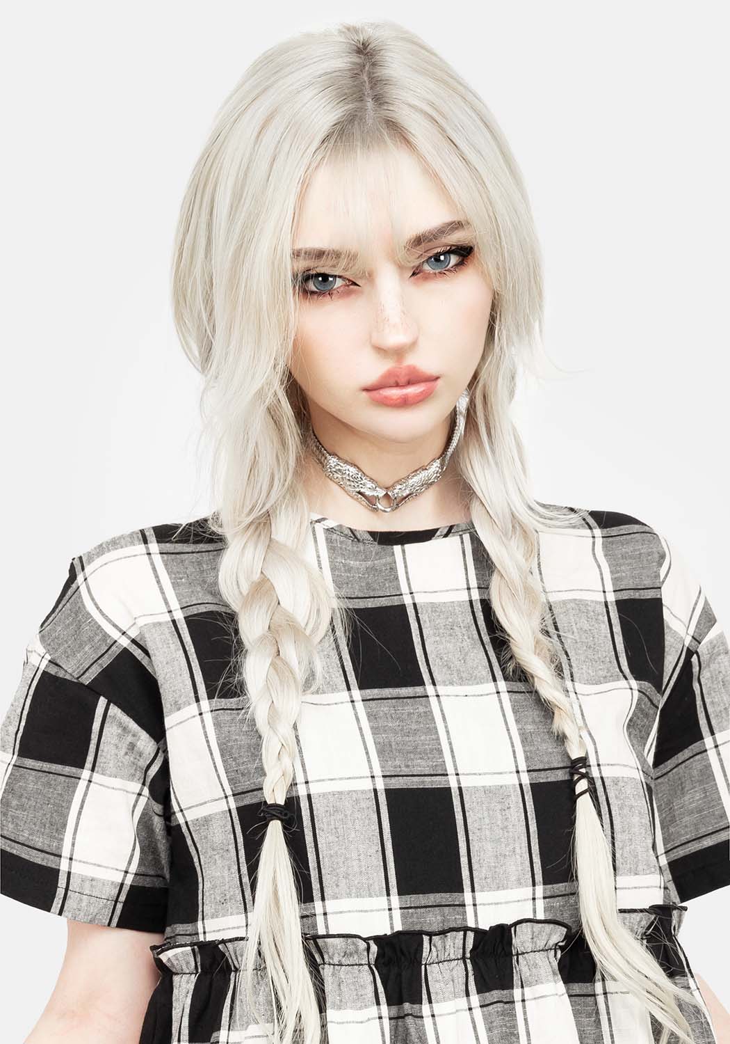 Black & Ivory Check Skater Dress with Ruffles | Shirley Cotton Mini Dress