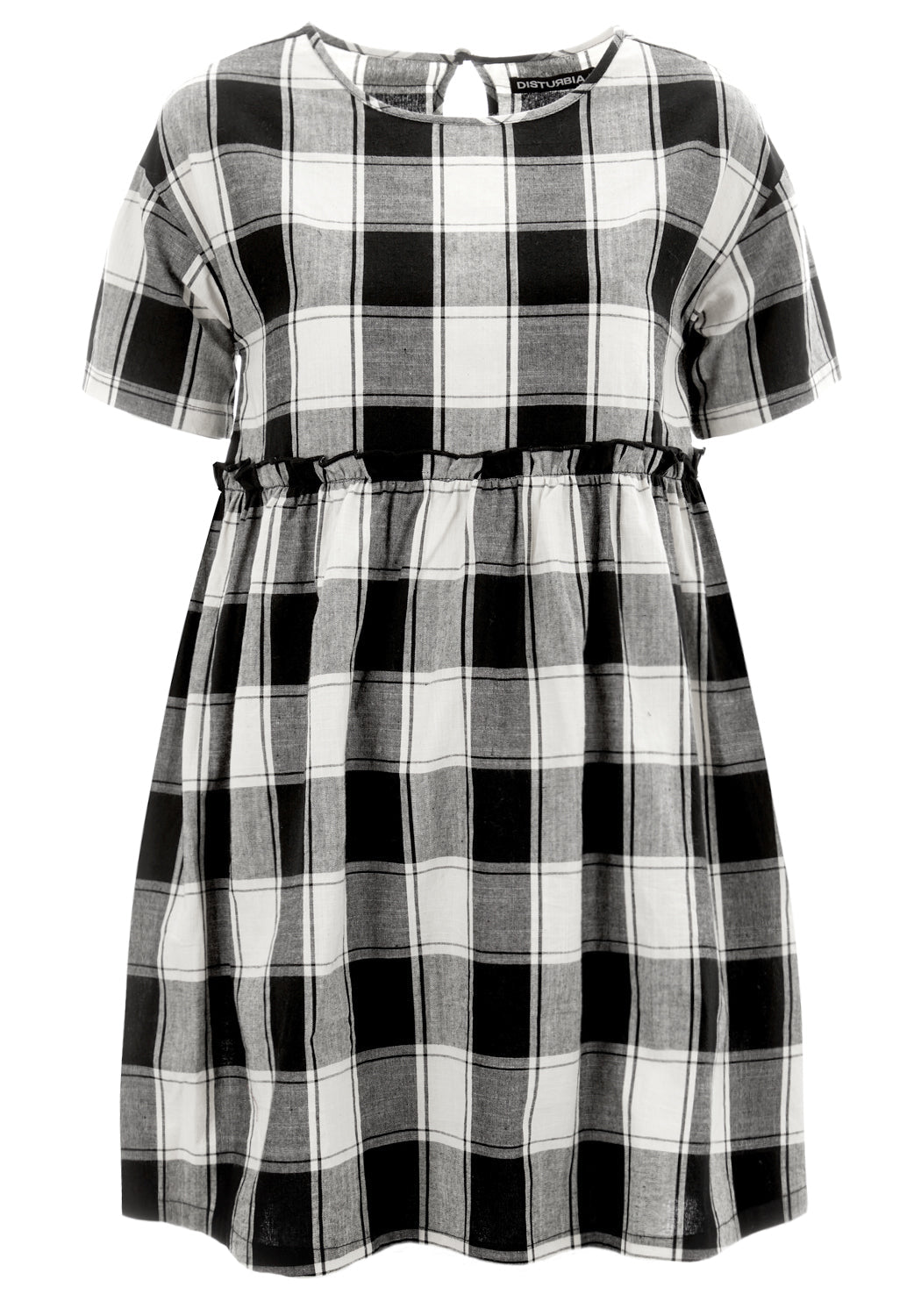 Black & Ivory Check Skater Dress with Ruffles | Shirley Cotton Mini Dress