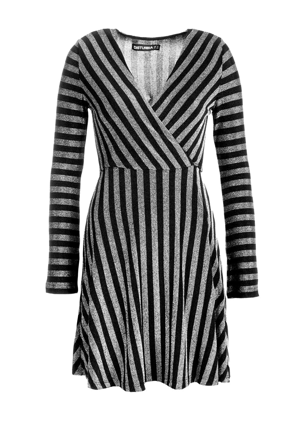 Black Glitter Mock Wrap Dress with V-Neck & Side Split | Roxy