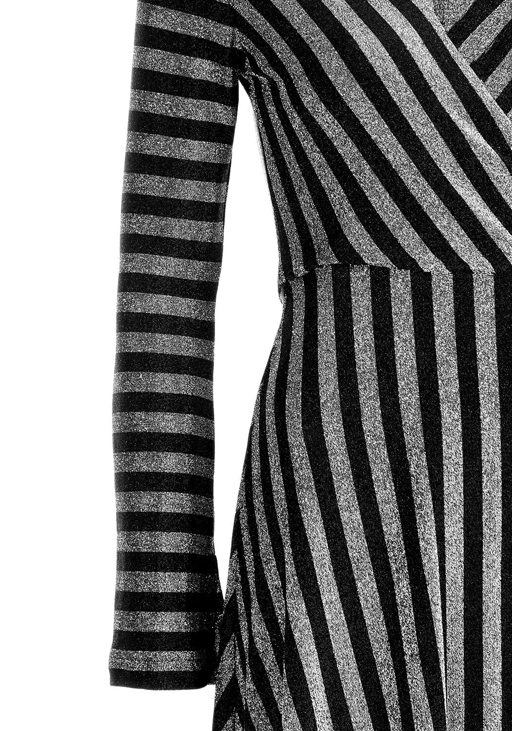 Black Glitter Mock Wrap Dress with V-Neck & Side Split | Roxy
