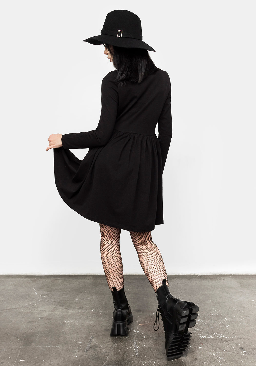 Black Long Sleeve Skater Dress with 'Bless This Mess' Embroidery | Mini Fit 'n' Flare
