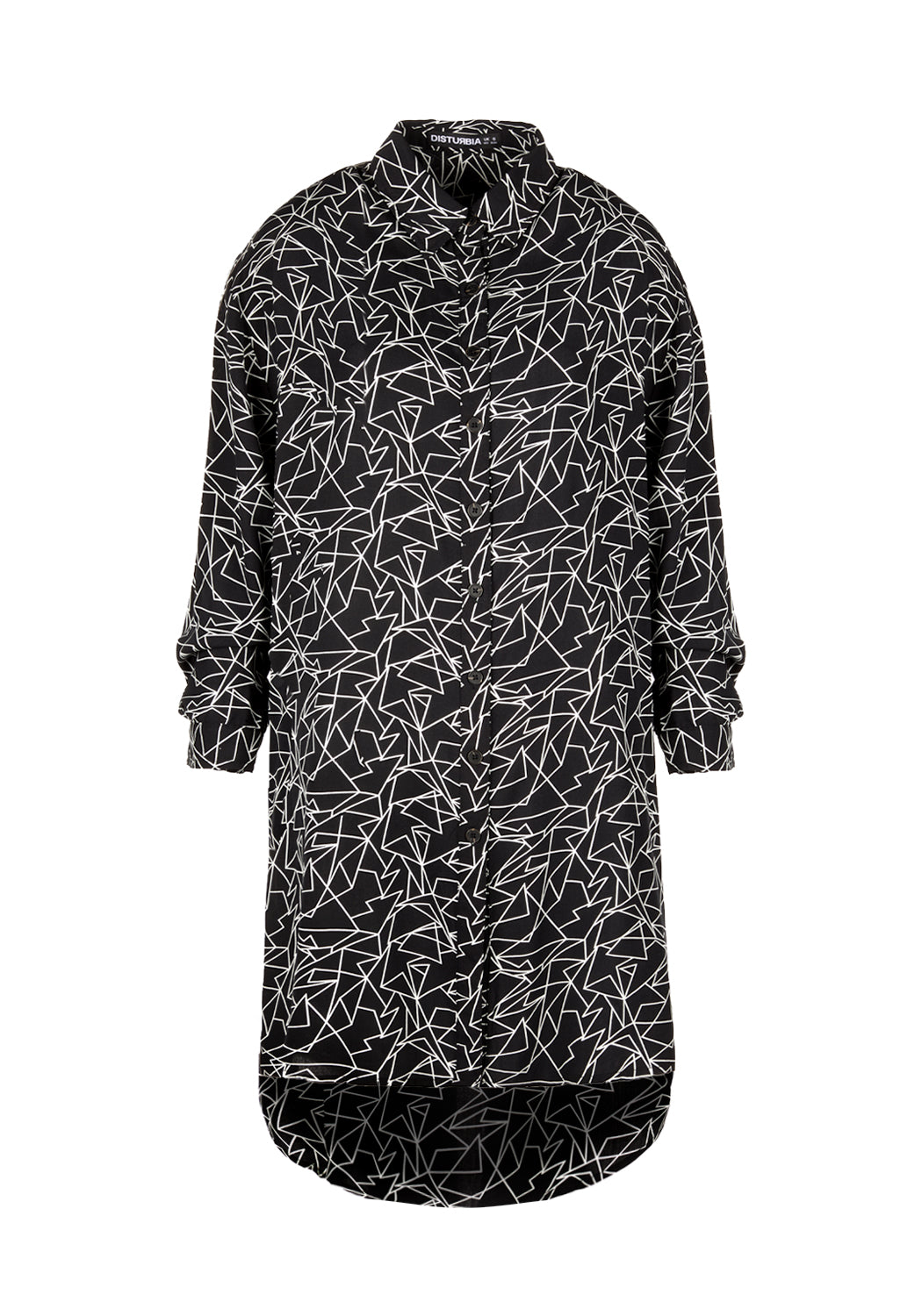 Geometric Print Long-Sleeve Shirt Dress | Hypatia