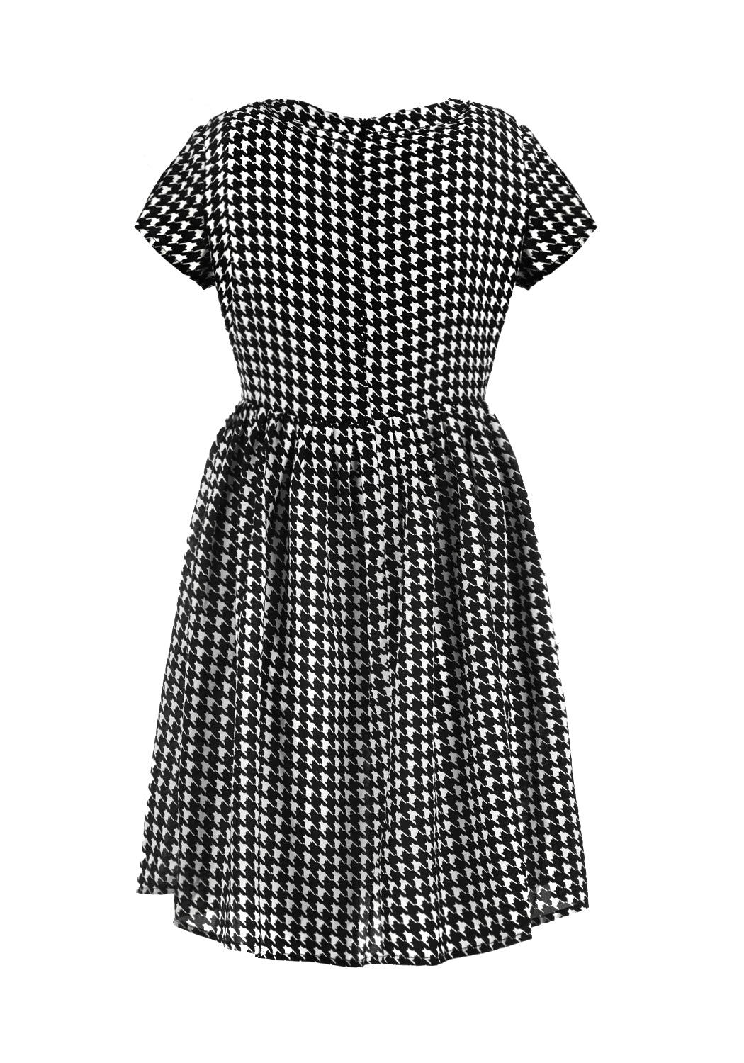 Houndstooth Skater Dress with Pockets & Silver Collar Detail | Fatale