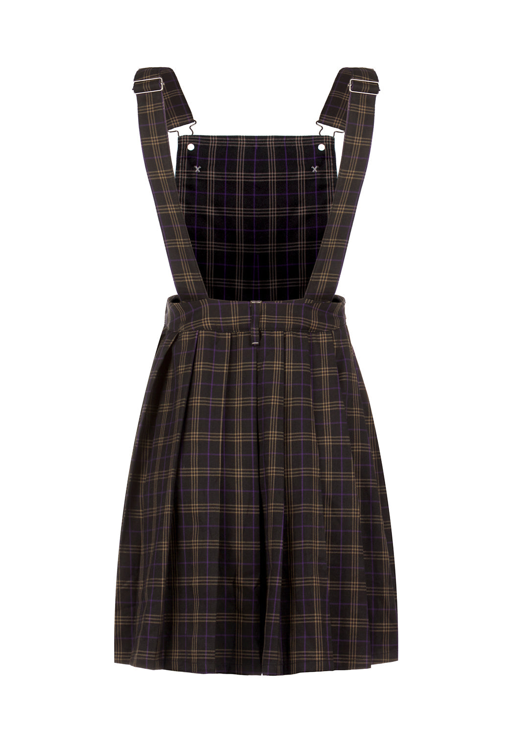 Pleated Check Pinafore Dress with Adjustable Straps | Sinner Skirt