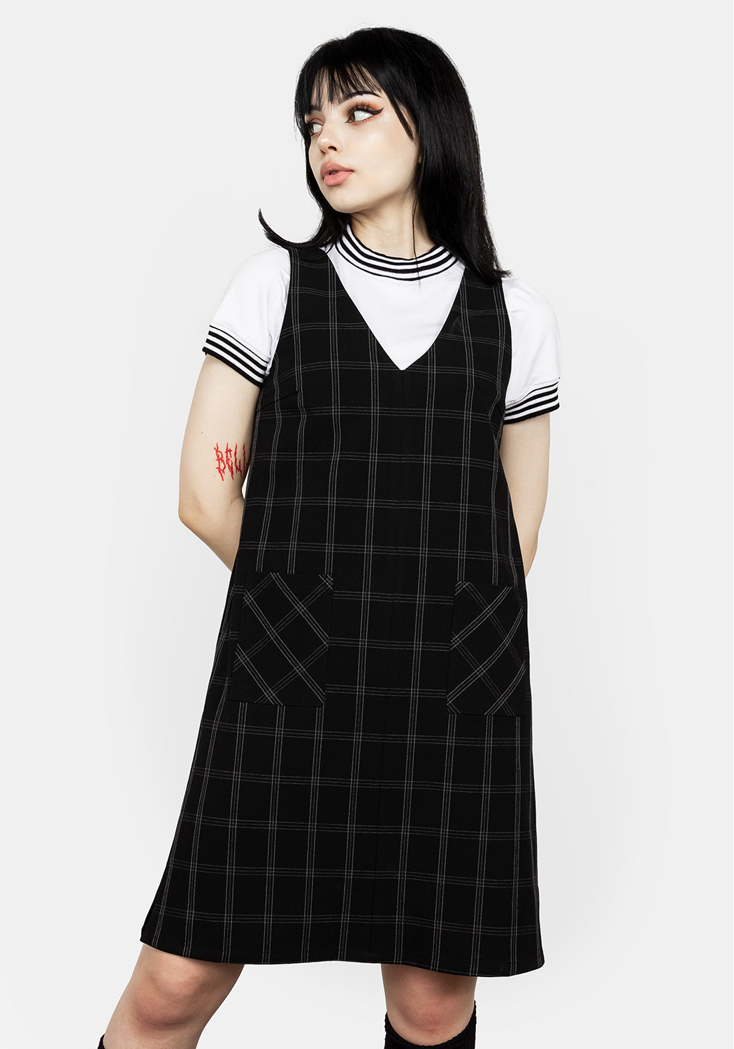 Check Print Pinafore Dress with Pockets & Layering Fit | Bonnie