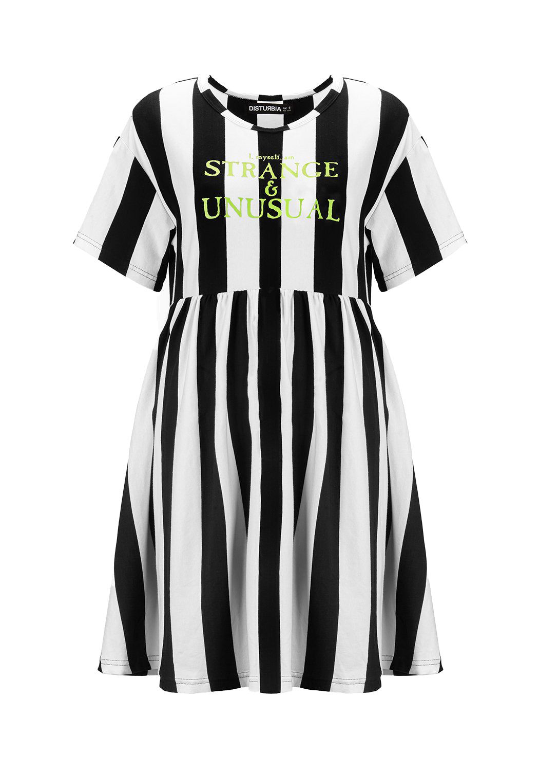 Oversized Skater Dress with A-Line Silhouette & Dropped Shoulders | Striped Slogan