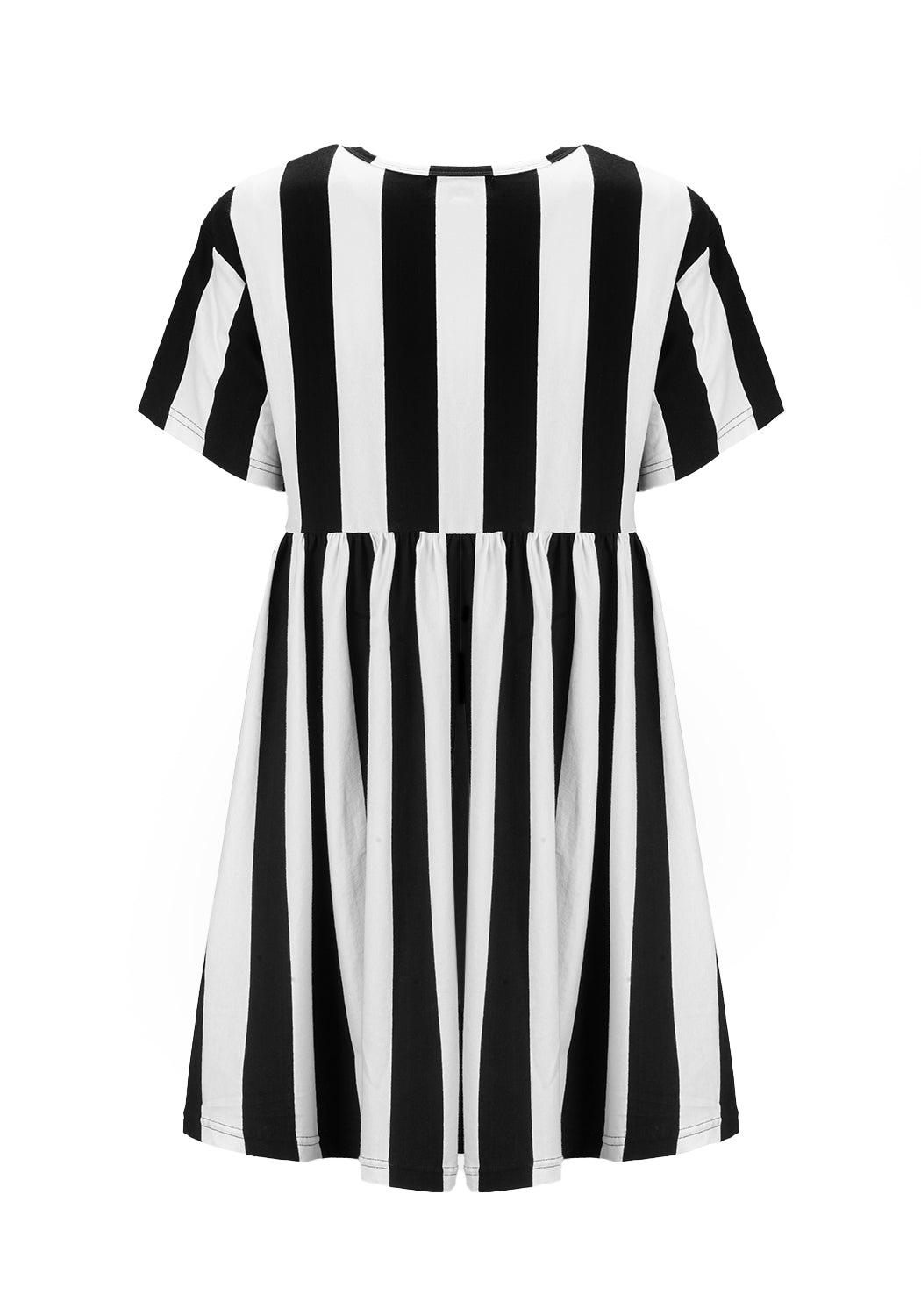 Oversized Skater Dress with A-Line Silhouette & Dropped Shoulders | Striped Slogan