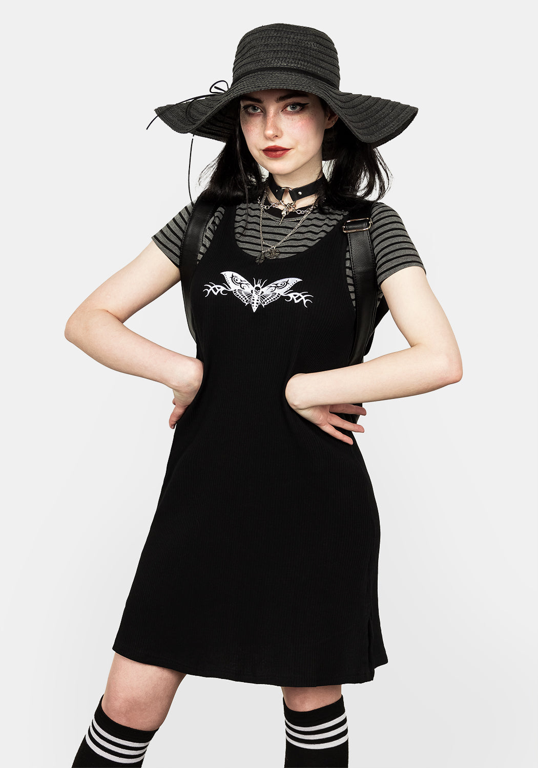 Black Death Moth Vest Dress with Side Splits | MORTA