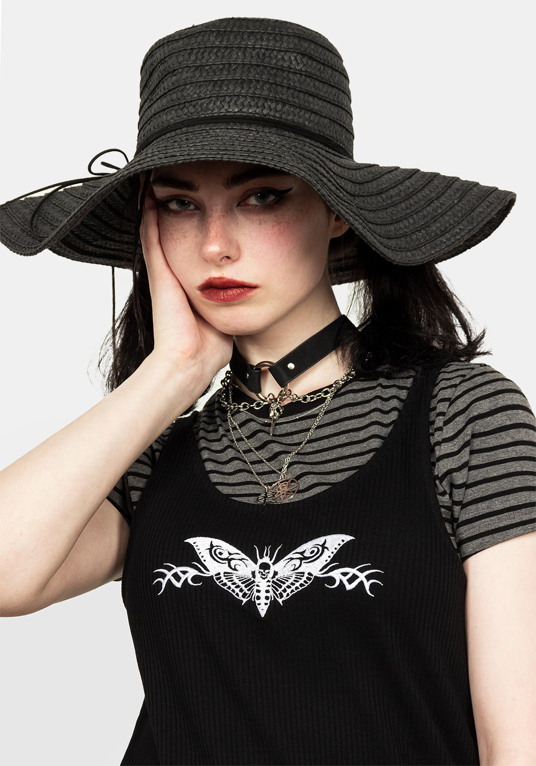 Black Death Moth Vest Dress with Side Splits | MORTA