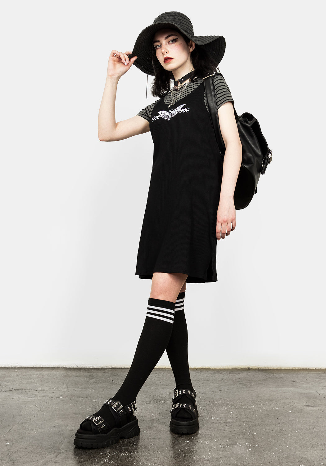 Black Death Moth Vest Dress with Side Splits | MORTA