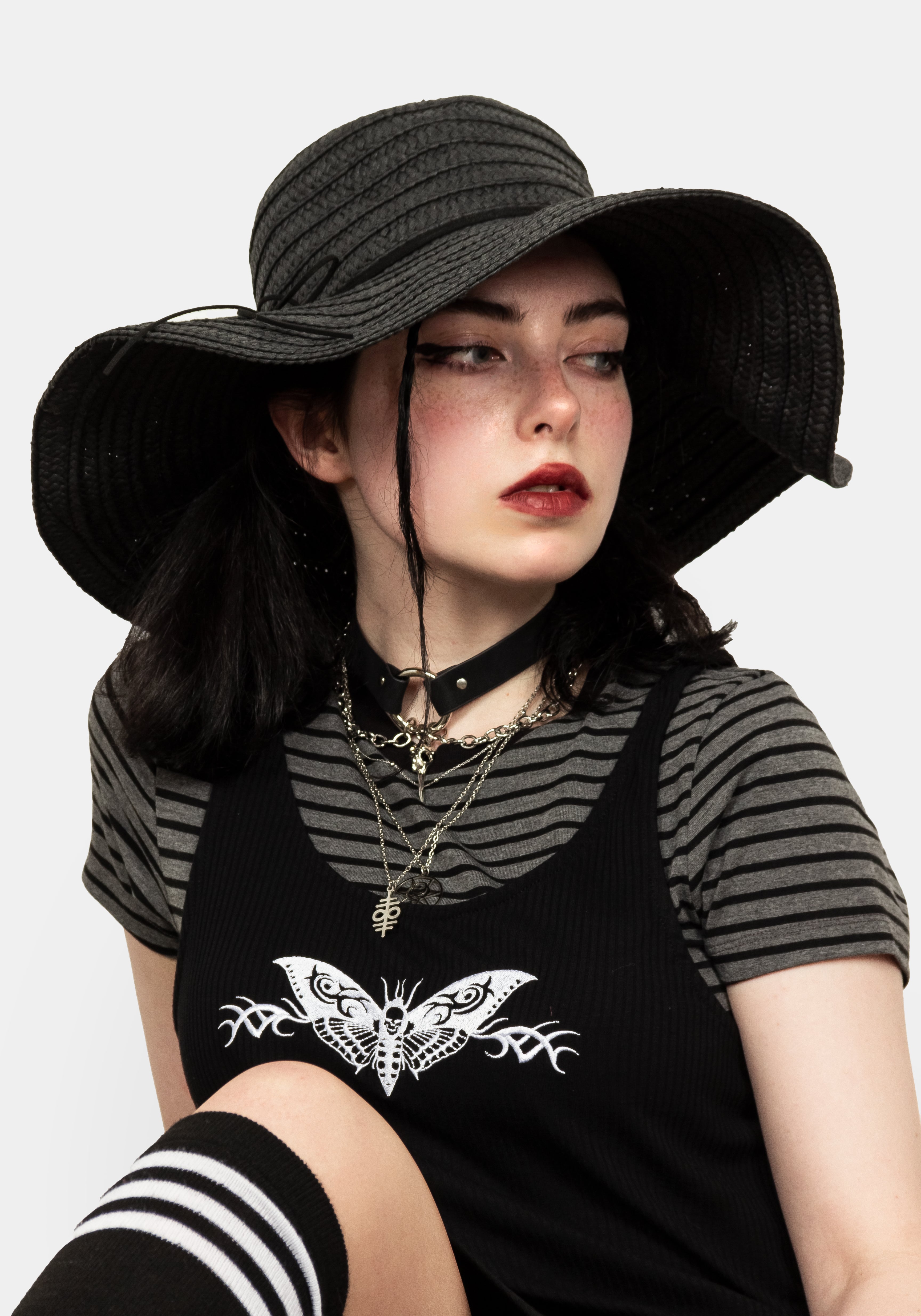 Black Death Moth Vest Dress with Side Splits | MORTA