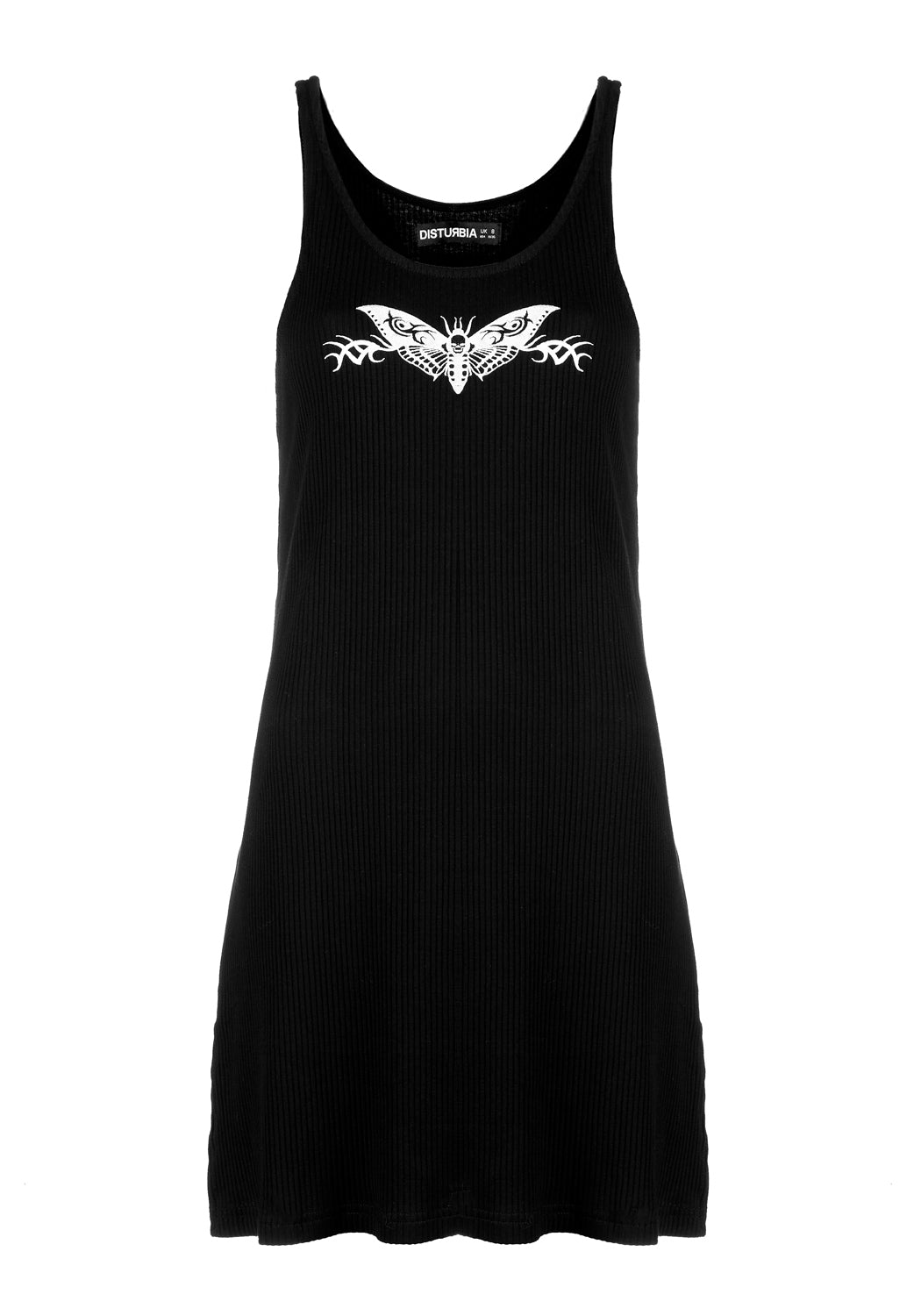Black Death Moth Vest Dress with Side Splits | MORTA
