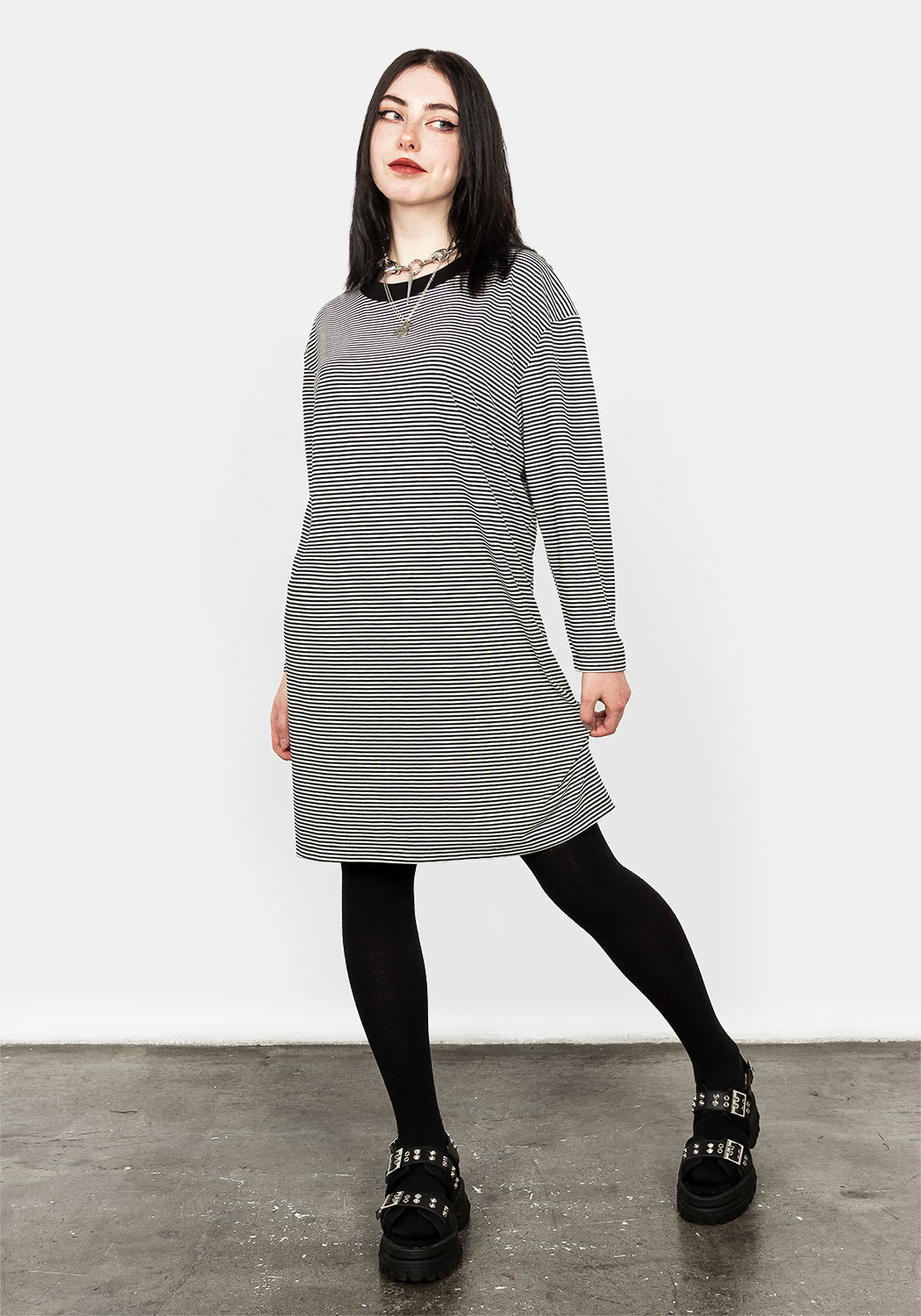 Oversized Stripe Long Sleeve Dress | Audrey Chic