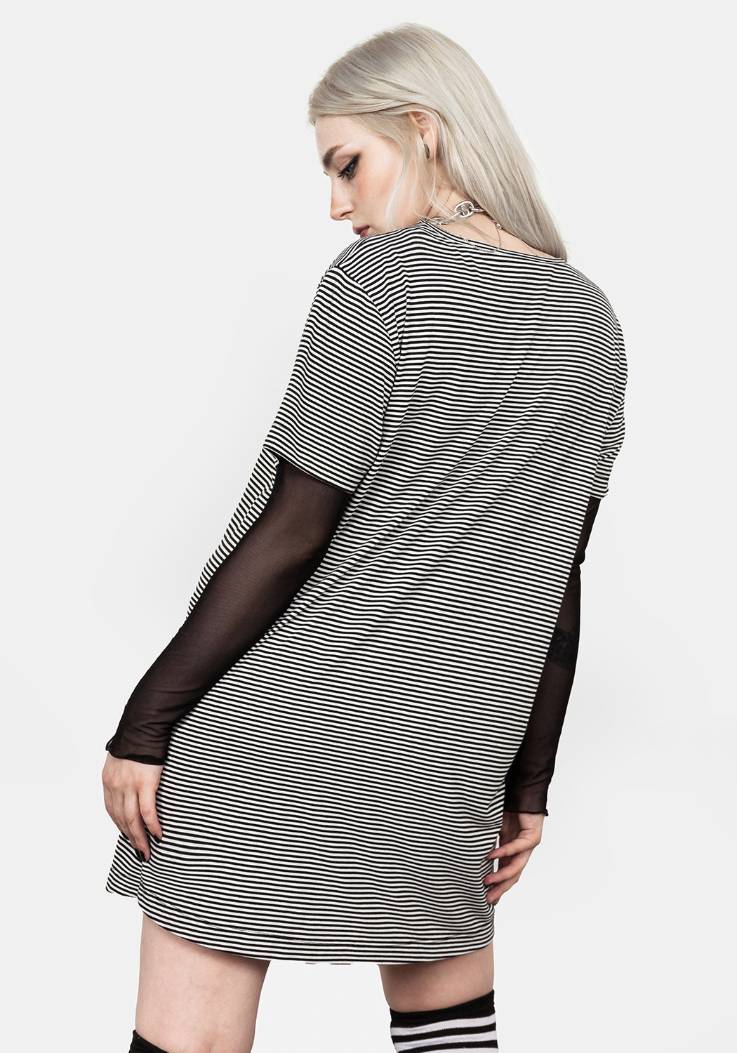 Striped T-Shirt Dress with Dropped Shoulders | Truth Tee
