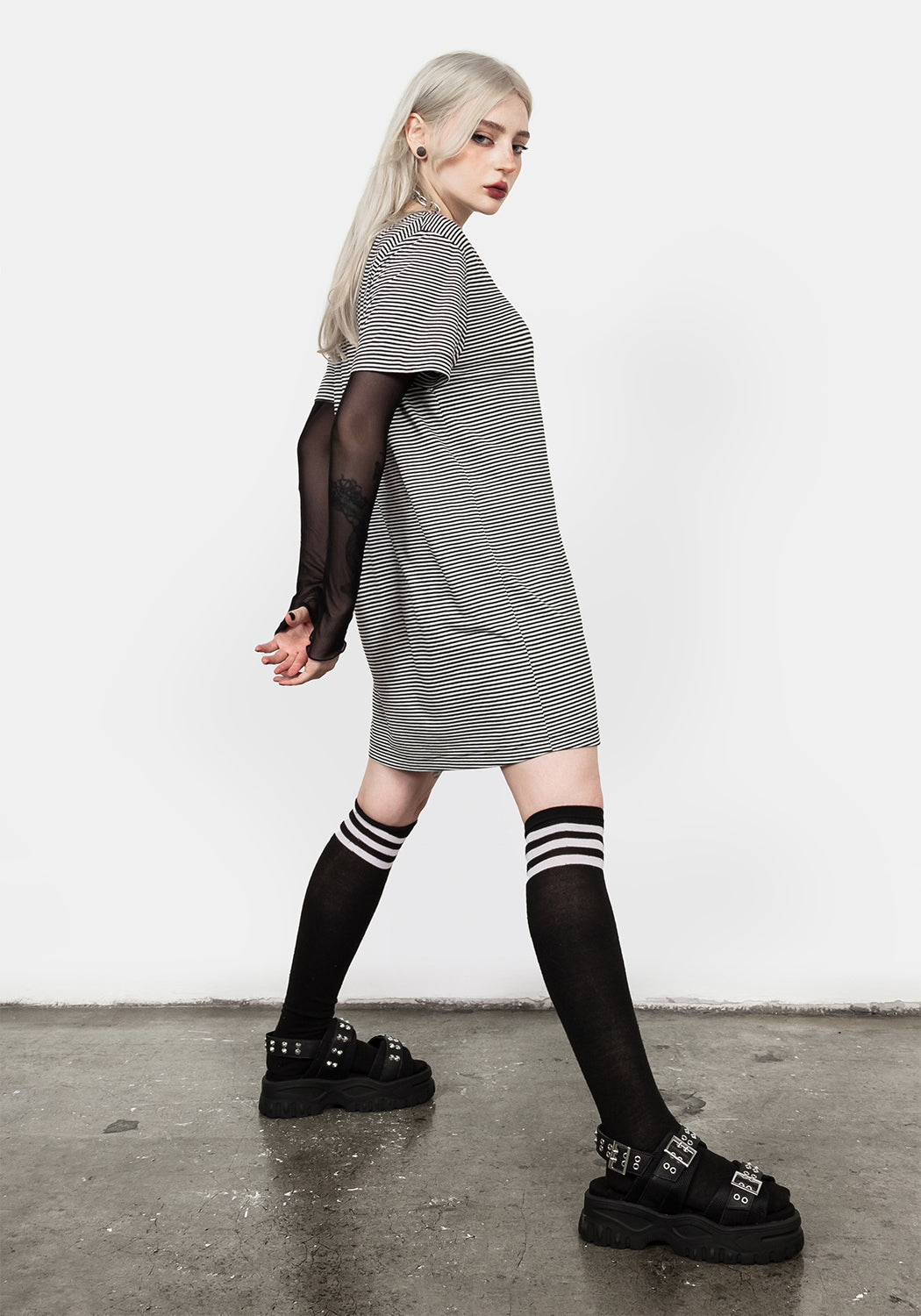 Striped T-Shirt Dress with Dropped Shoulders | Truth Tee