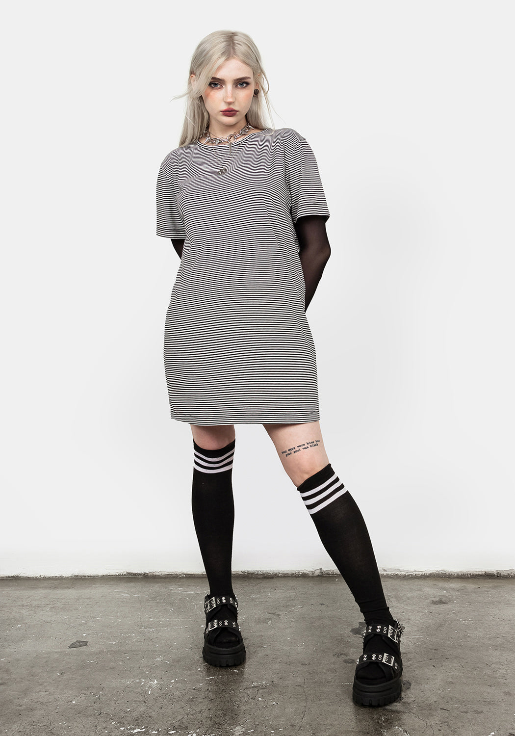 Striped T-Shirt Dress with Dropped Shoulders | Truth Tee