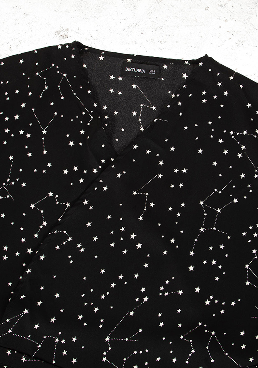 Starry Kimono Wrap Dress with V-Neck & Side Tie | Celestial Style