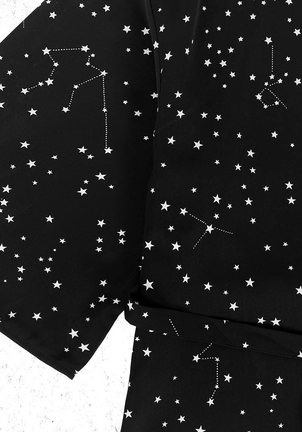 Starry Kimono Wrap Dress with V-Neck & Side Tie | Celestial Style