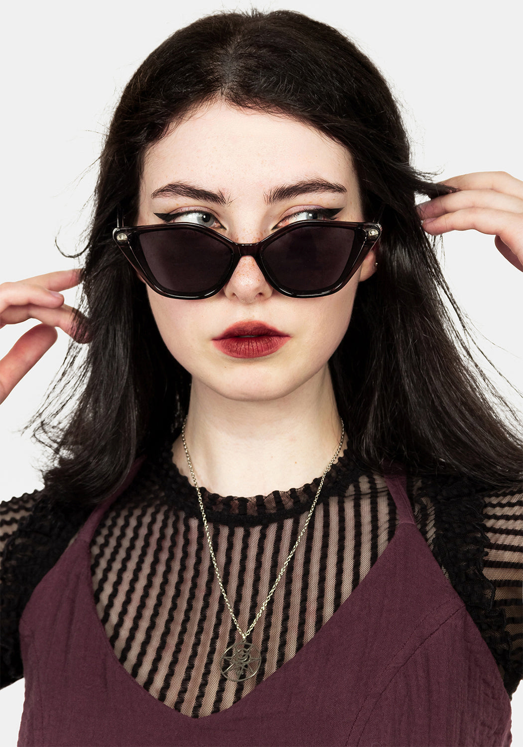 Studded Cat Eye Sunglasses with UV Protection | Edgy Feline Frames