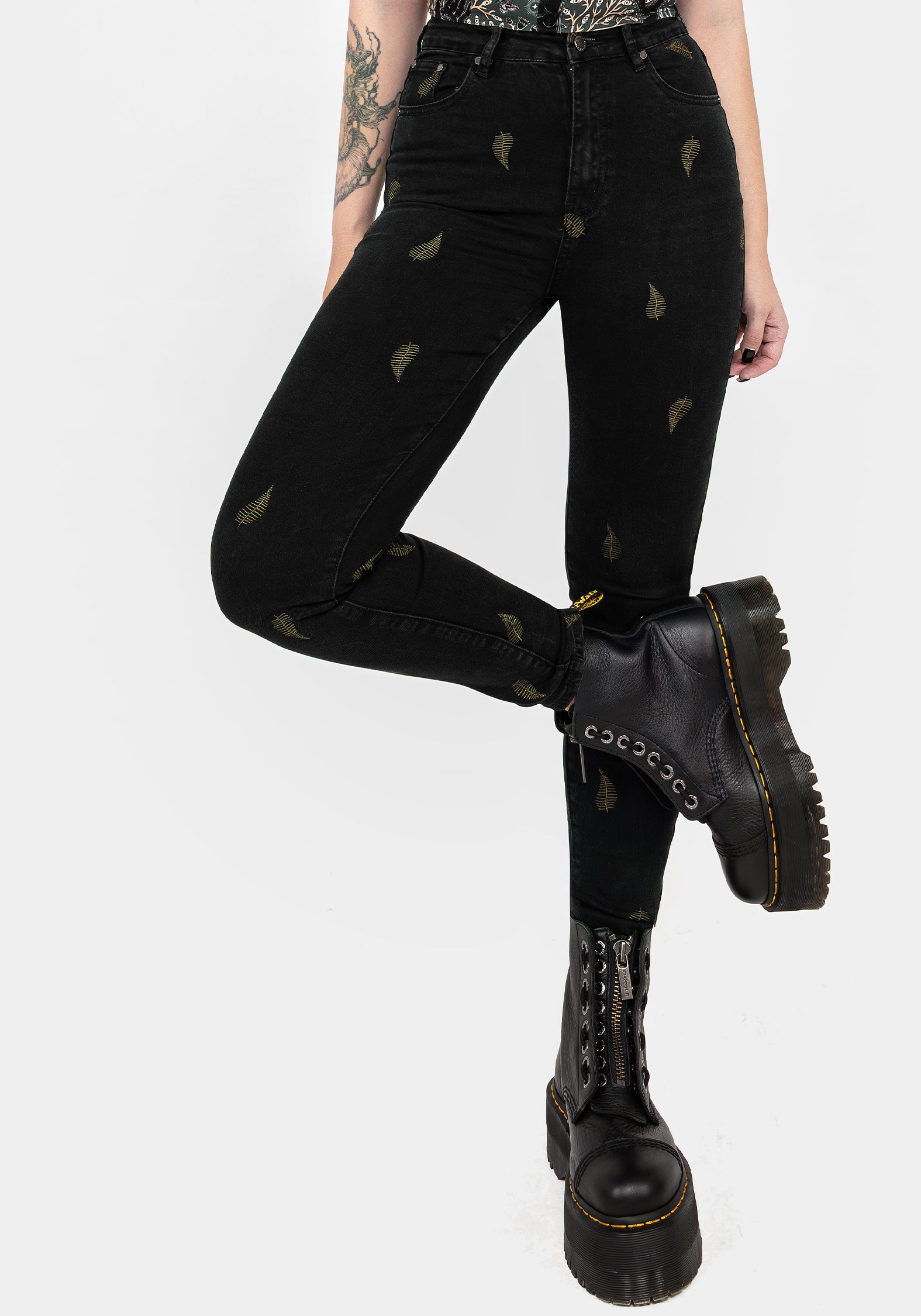 Fern Embroidered Skinny Jeans | High-Waisted & Stretch Denim