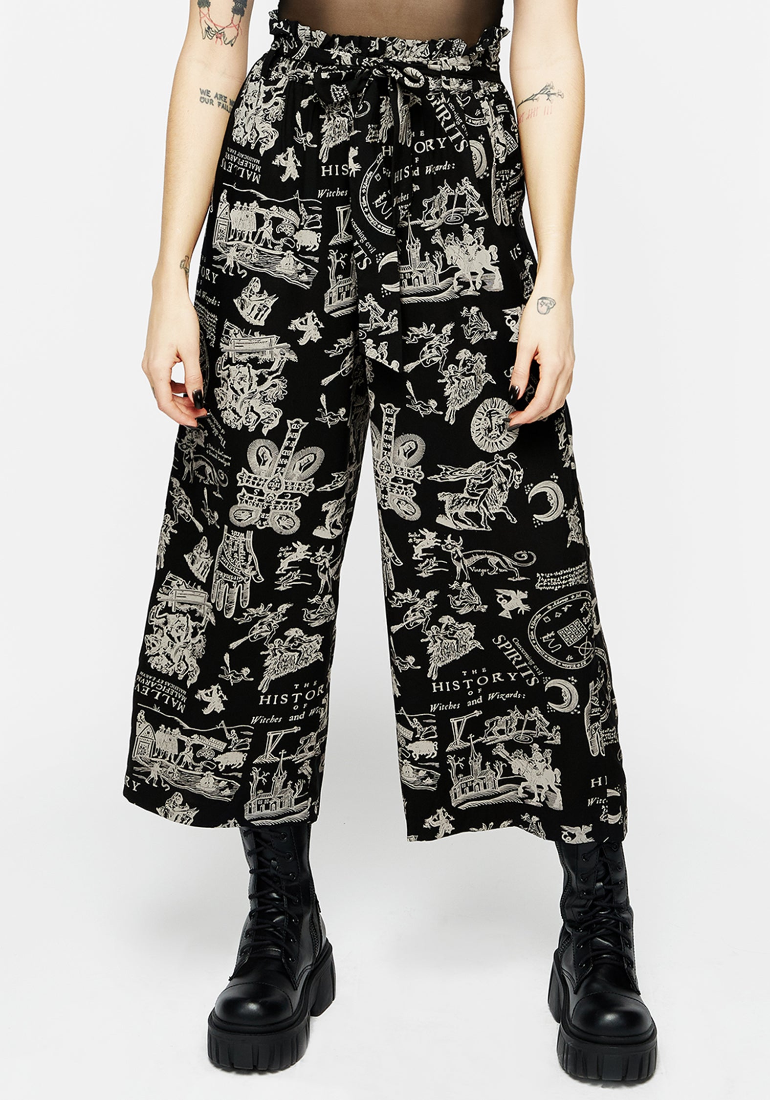 Witchcraft Print Wide Leg Paperbag Trousers | Heresy