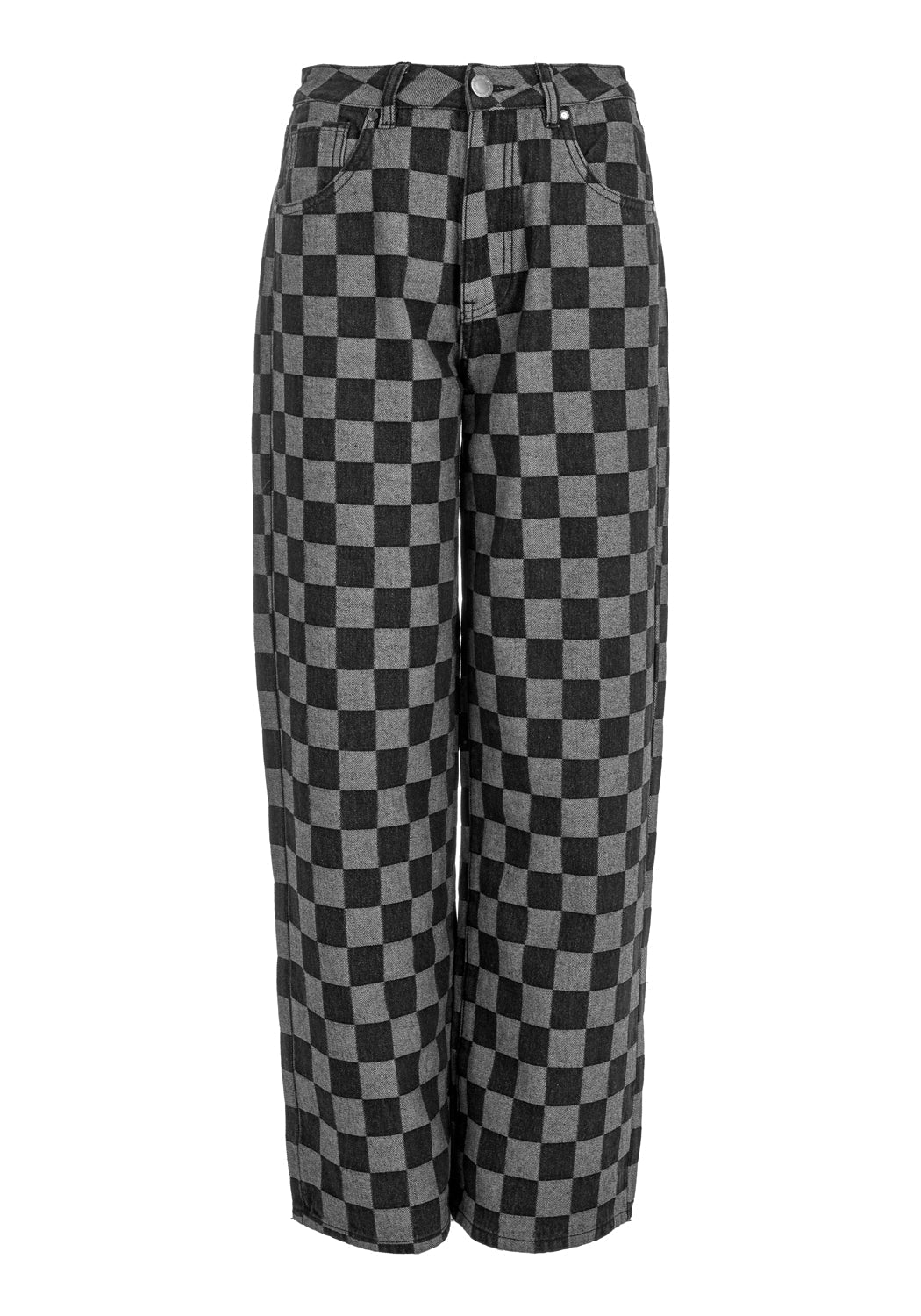 Checkerboard Wide Leg Denim Jeans | KERB