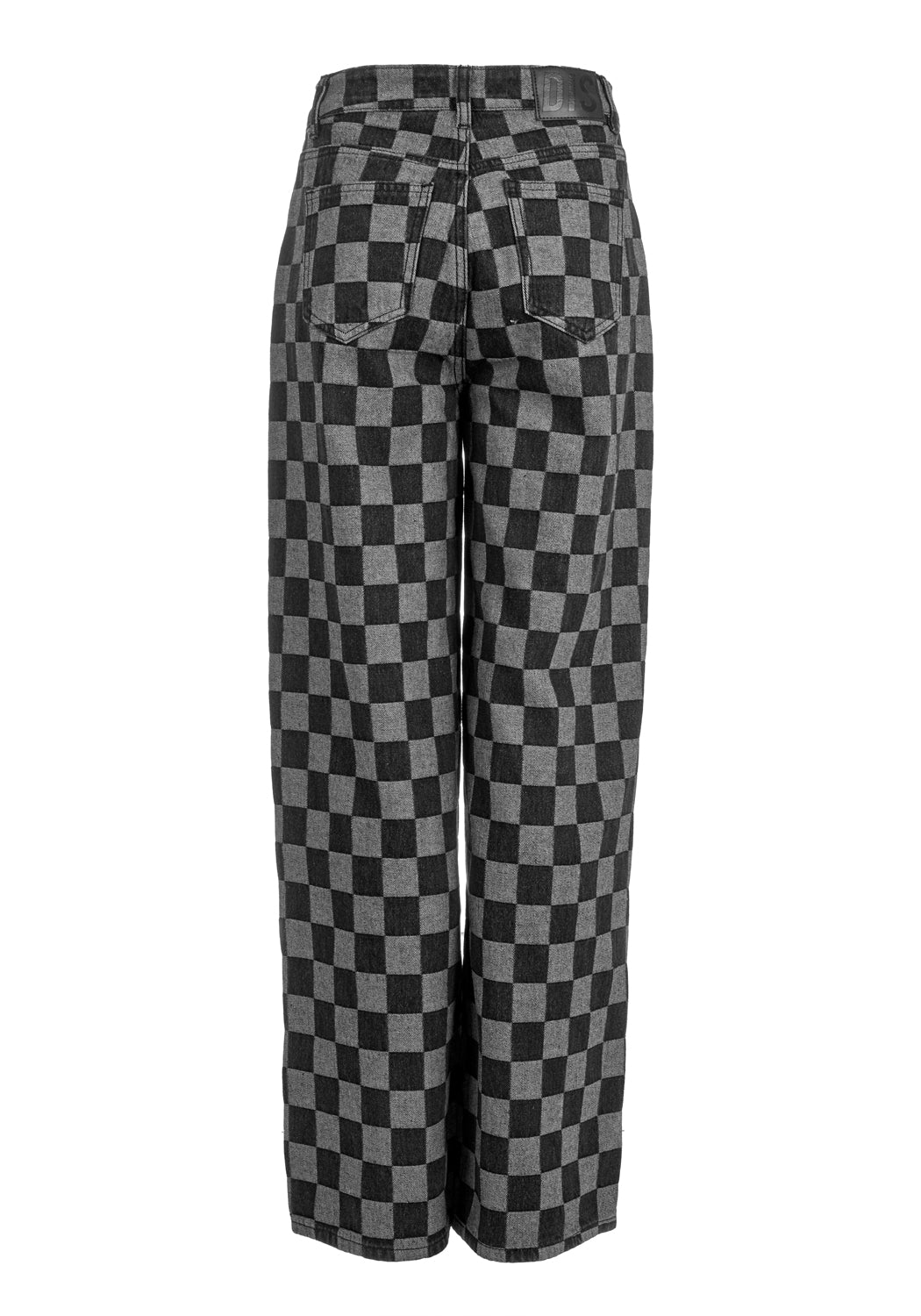 Checkerboard Wide Leg Denim Jeans | KERB