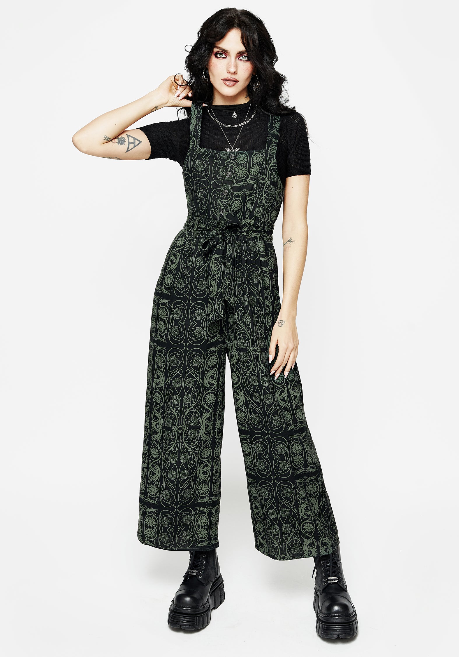 Celtic Print Wide Leg Jumpsuit with Belt & Pockets | Fianna
