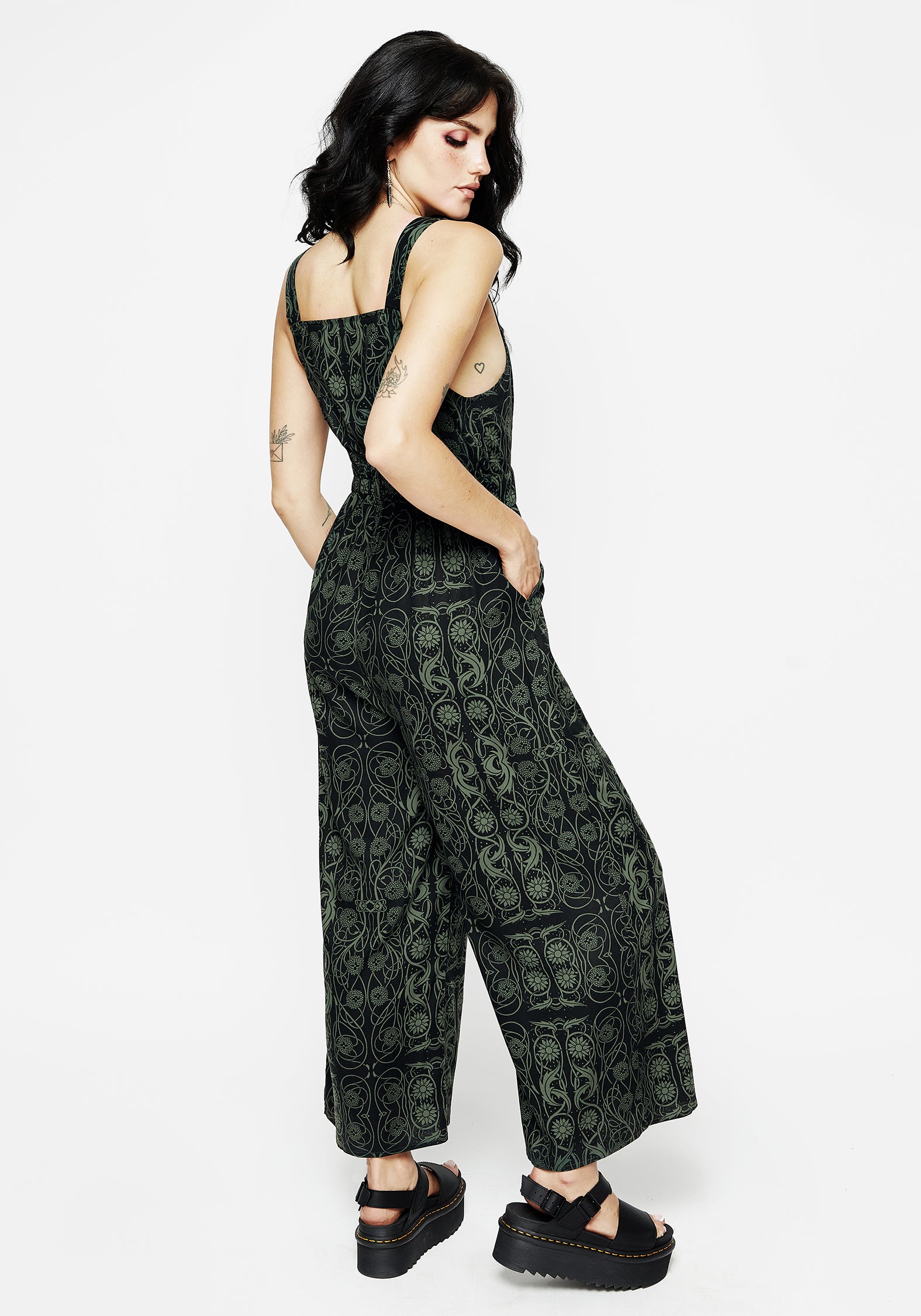 Celtic Print Wide Leg Jumpsuit with Belt & Pockets | Fianna