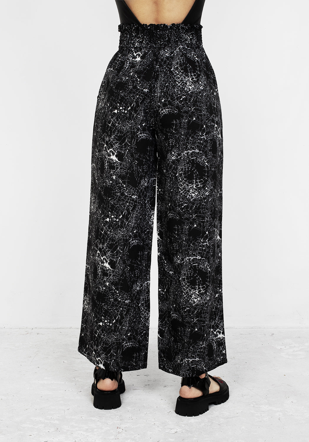 Black Wide Leg Cropped Trousers with High Waistband | Spellwork