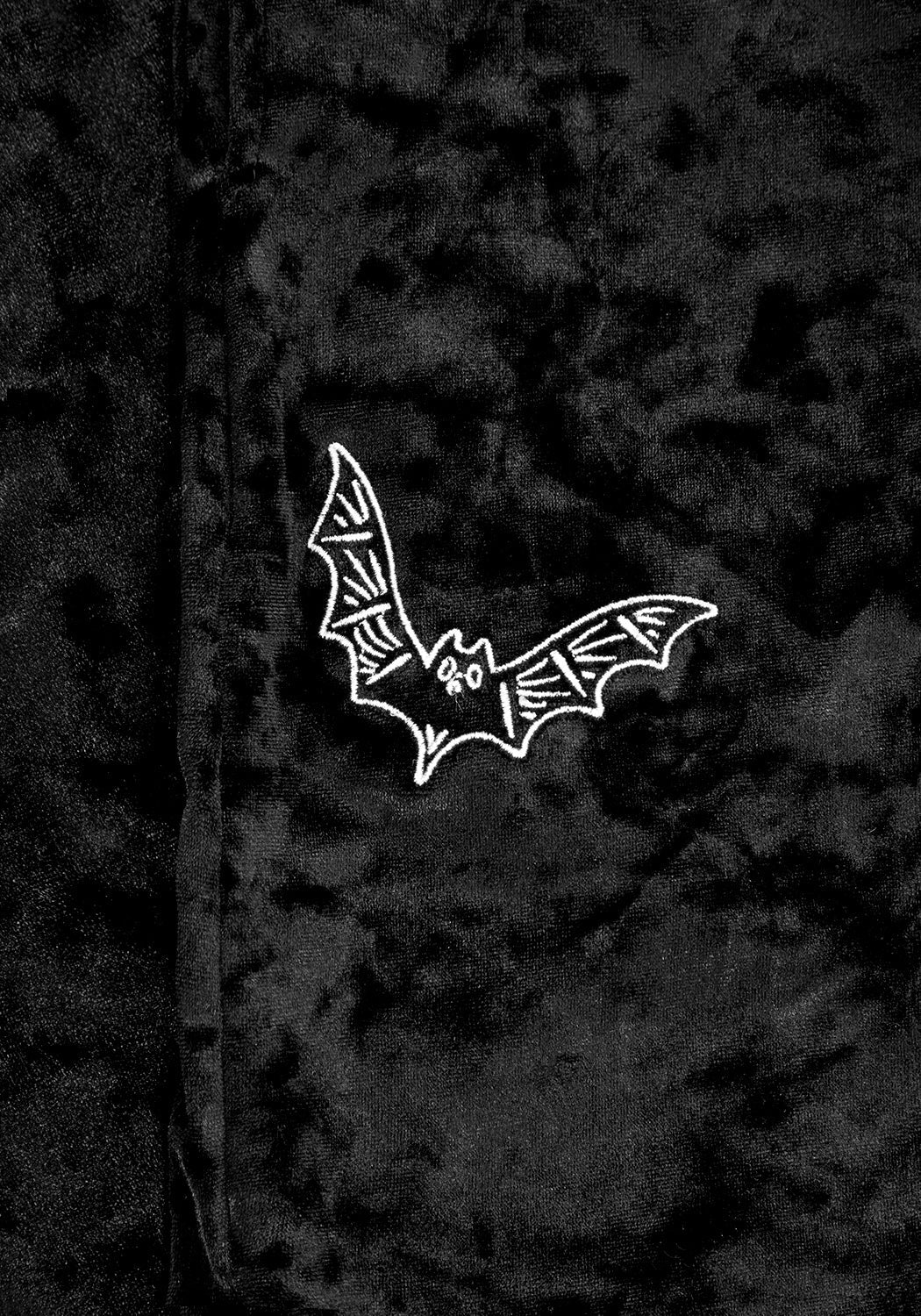Gothic Black Velour Sweatpants with Embroidered Bat | Sad Bat's Club