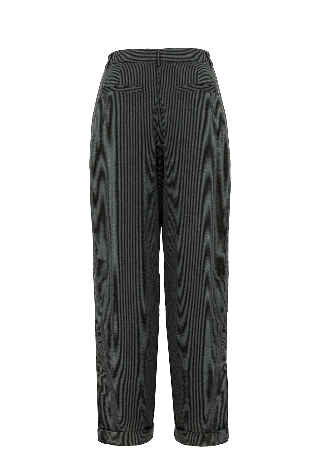 Straight-Leg Striped Trousers with Removable Chain | Dandy High-Waist Pants