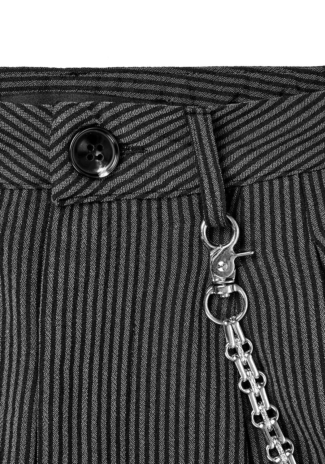 Straight-Leg Striped Trousers with Removable Chain | Dandy High-Waist Pants