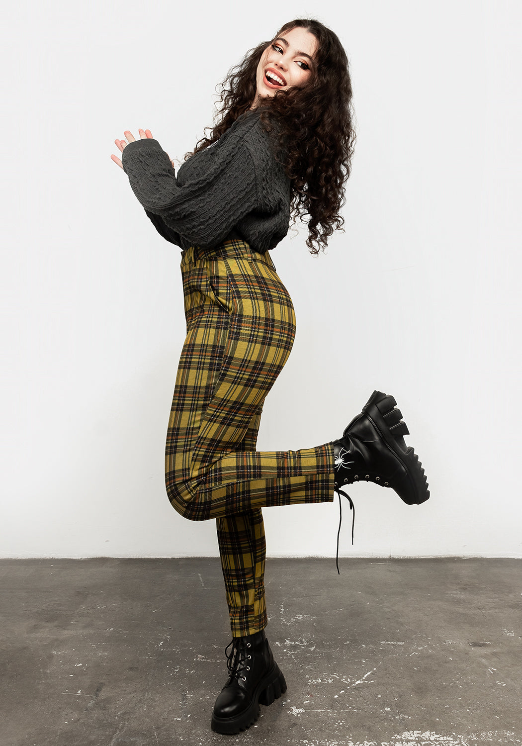 Black & Yellow Tartan Skinny Trousers | Albertine