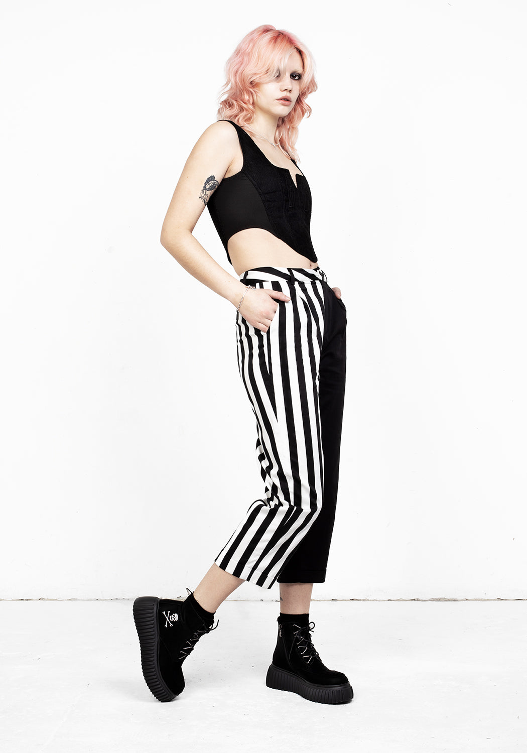 Contrast Stripe Suit Pants with Stretch Fabric | GHOSTTOWN