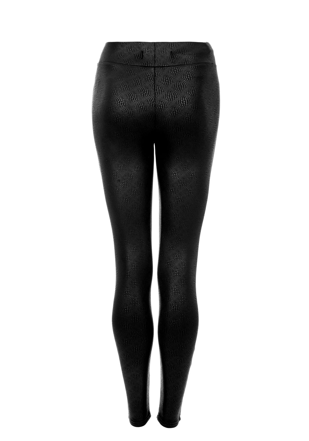 Stretchy Black Graphic Leggings with Wide Waistband | KURAKURA