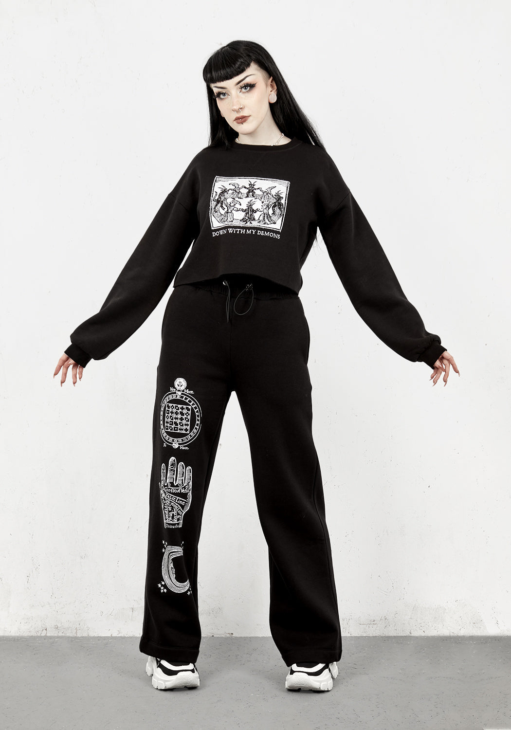 Wide Leg Sweatpants with Fleece Lining & Drawstring Waist | Moonmantra