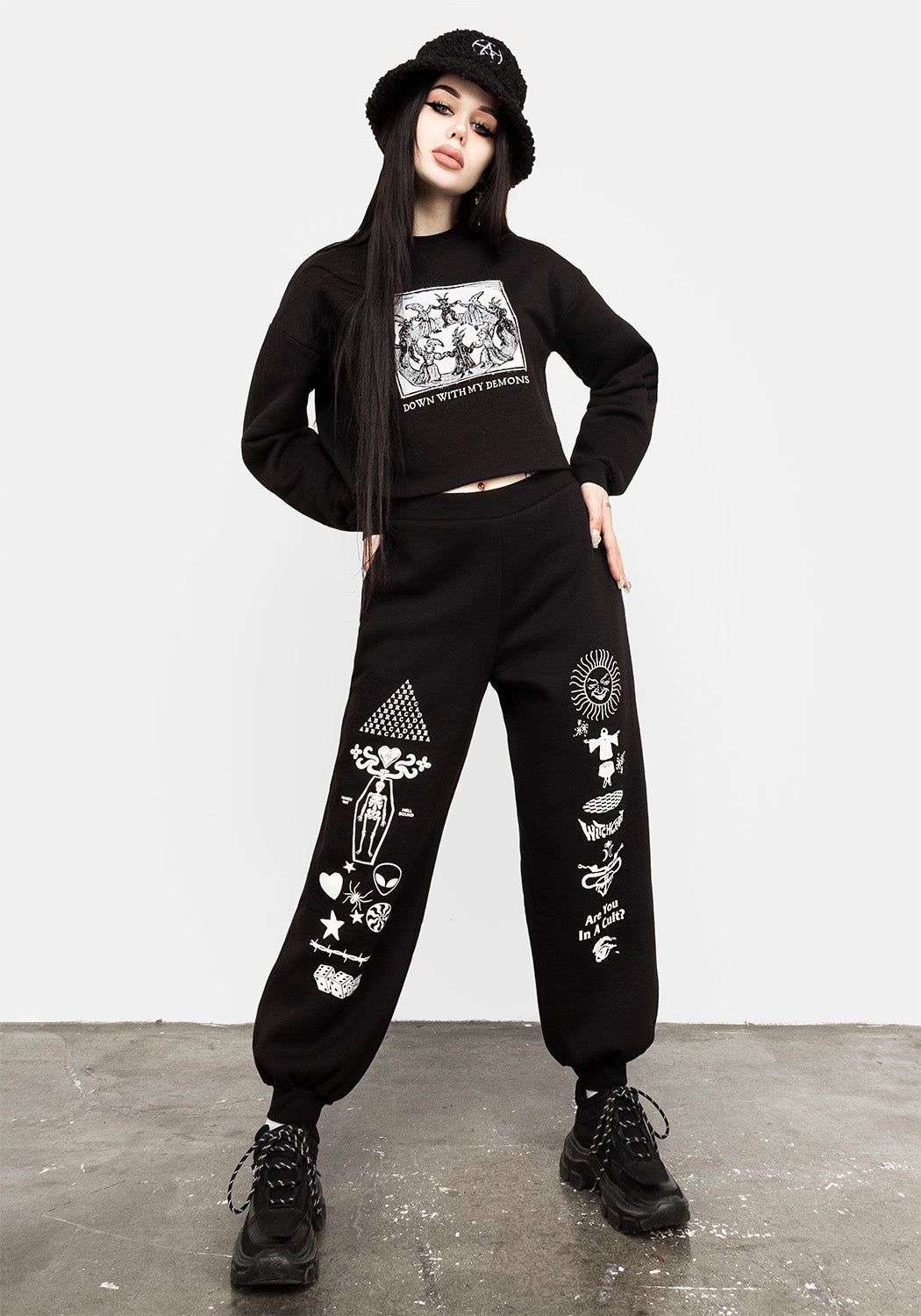 Occult Graphic Joggers with Cuffed Legs & Side Pockets | Witchtrip
