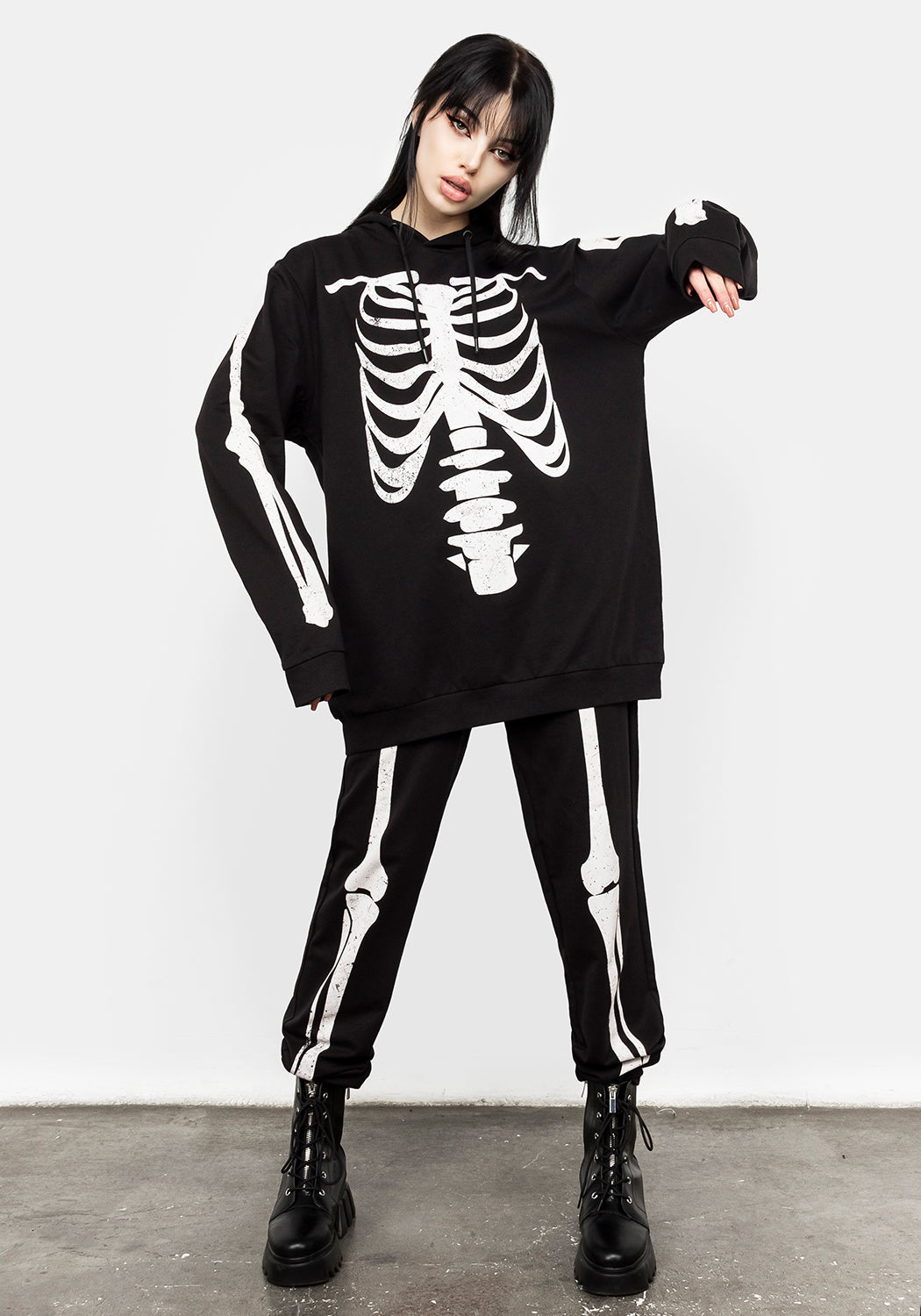 Skeleton Print Sweatpants with Elastic Waist & Cuffs | Skeletus