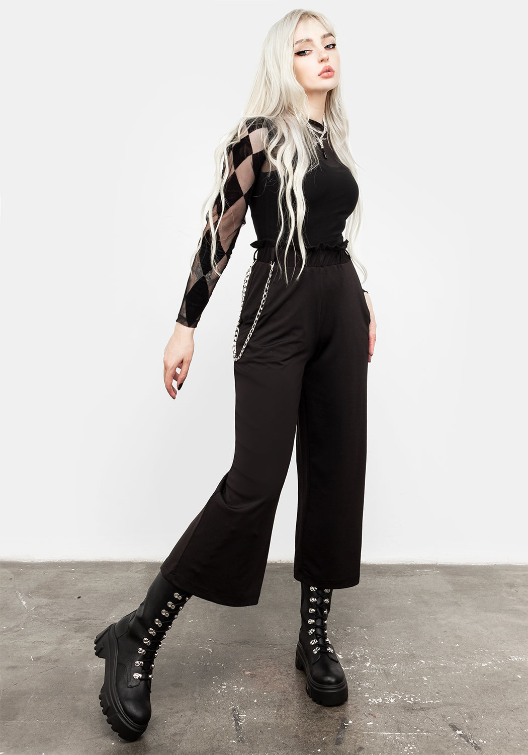 Flowy Black Culottes with Removable Chain | Morrigan Chain Pants