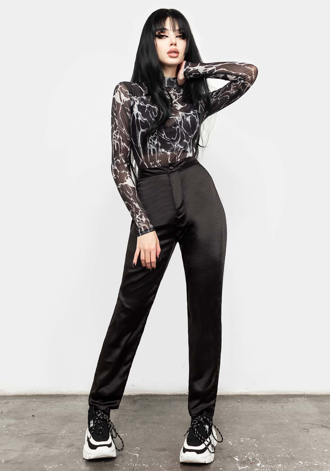 Black Satin Trousers for Women | Straight-Leg & Breathable | INCORPOREAL
