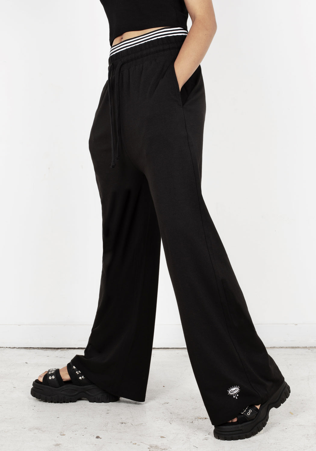 Wide Leg Joggers with Double Waistband & Pockets | Monica Jersey Pants