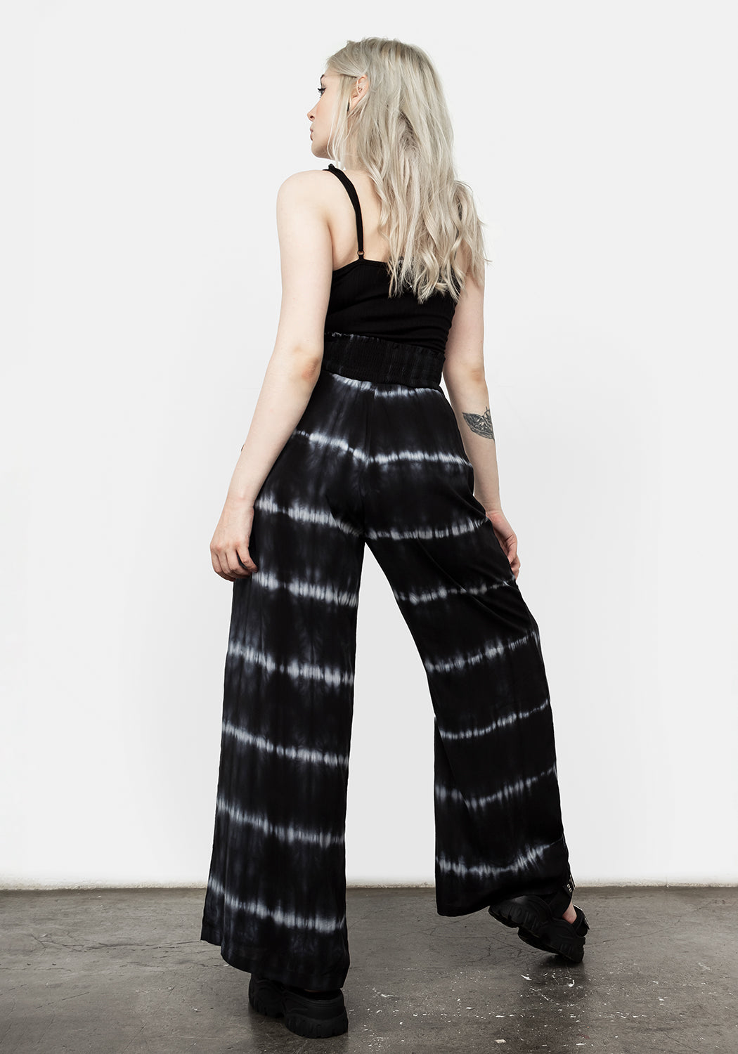 Tie-Dye Wide Leg Trousers with Elastic Waist & Pockets | Ethereal