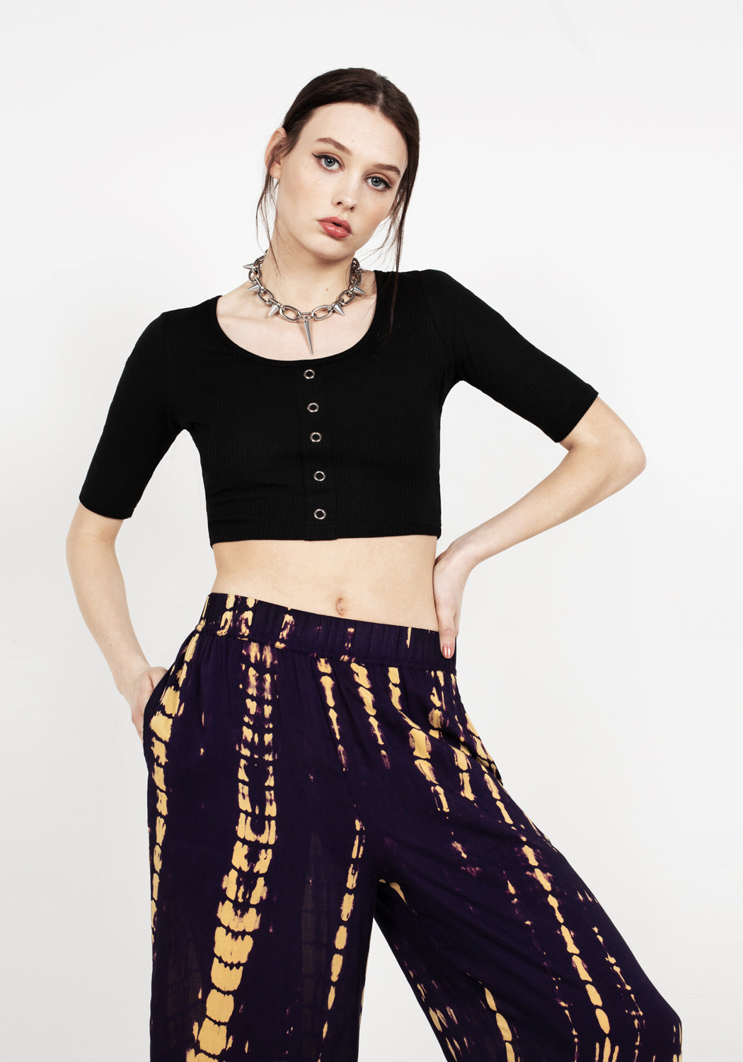 Flowy Crop Trousers with Elastic Waist & Pockets | Skylar