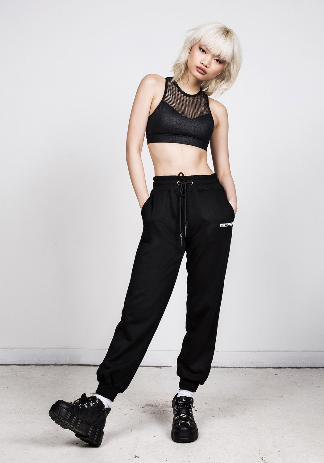 Spike-Trimmed Jogger Sweatpants with Drawstring | Disturbia
