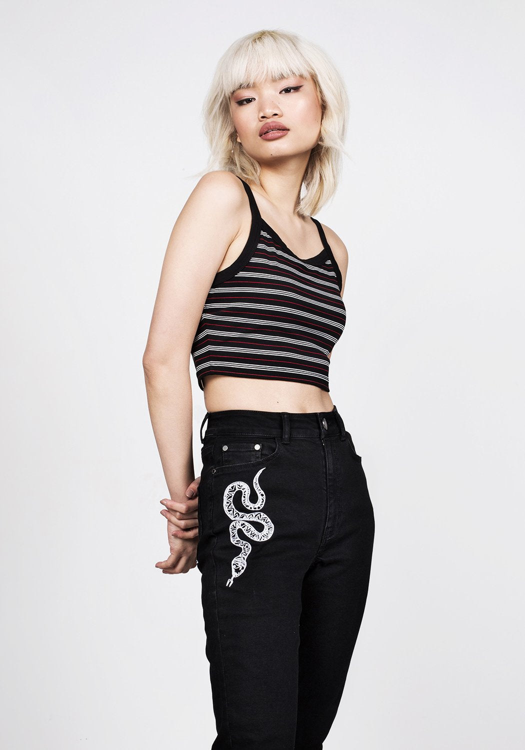Slim Fit High-Waisted Jeans with Embroidery | Eden Jeans