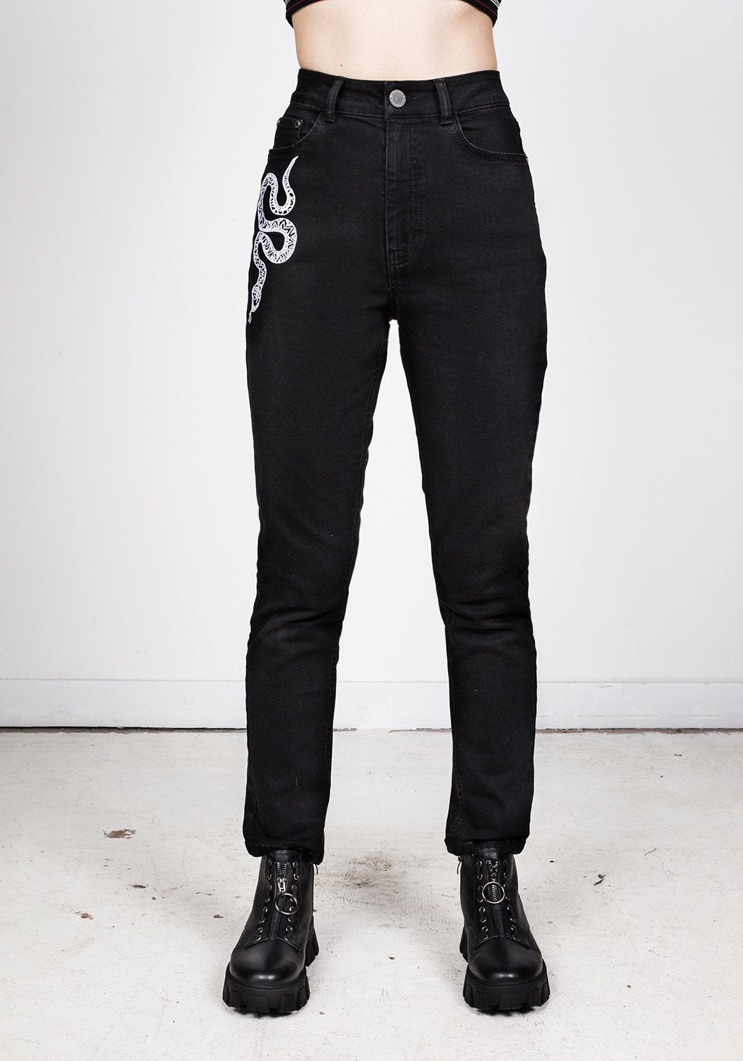 Slim Fit High-Waisted Jeans with Embroidery | Eden Jeans