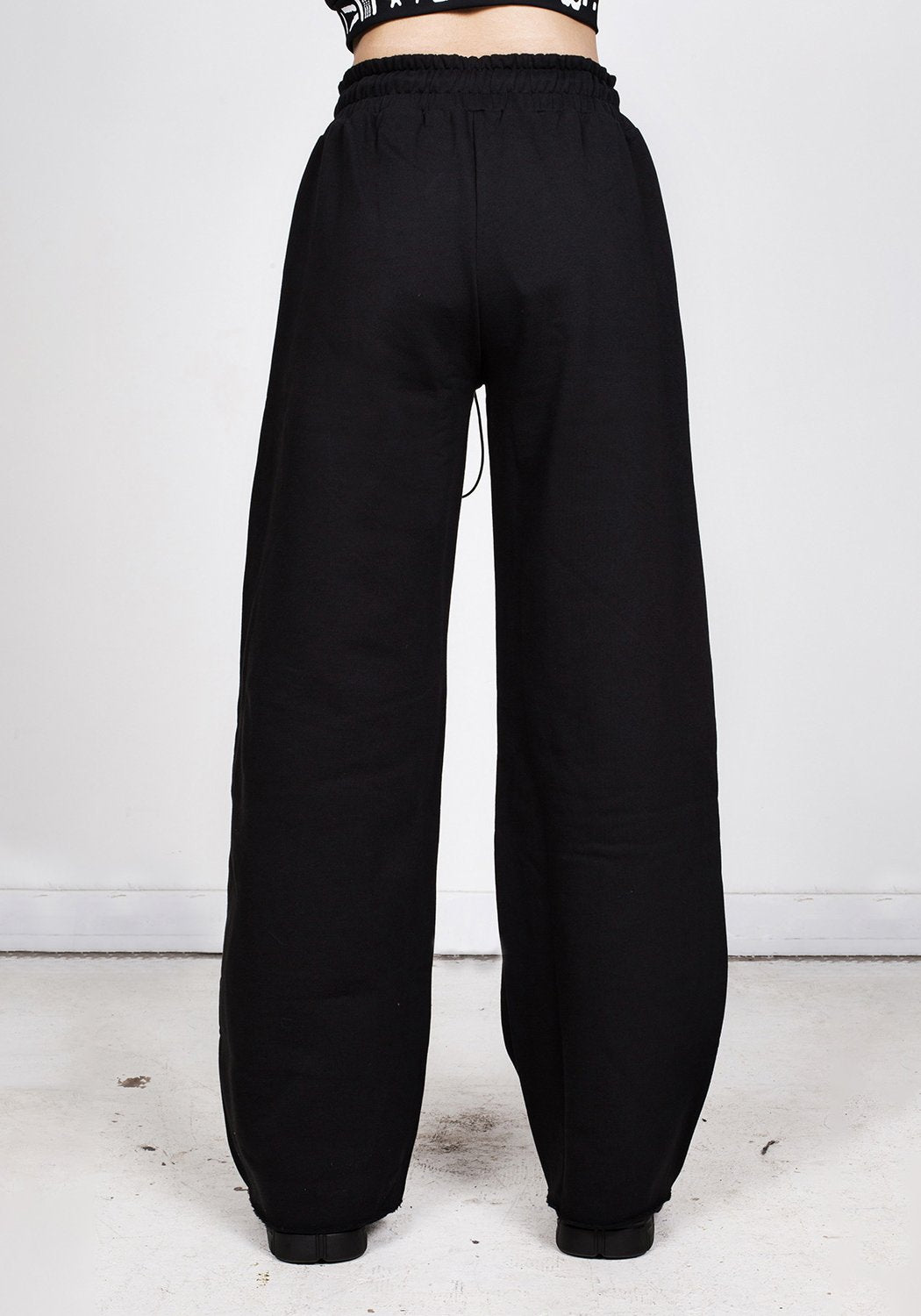 Black Wide Leg Joggers with Dragon Design | Unisex Cotton Sweatpants