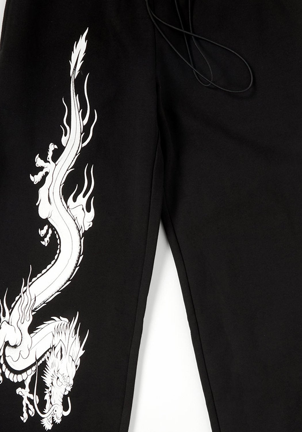 Black Wide Leg Joggers with Dragon Design | Unisex Cotton Sweatpants